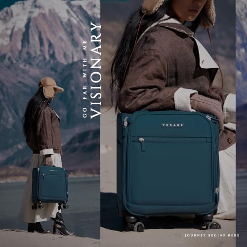 Image of Verage Underseat Carry On Luggage with Wheels, 14.5-Inch Spinner Small Suitcase, Softside Lightweight Travel Bag for Men and Women, Airplane Carry On Bag, Nautical Blue