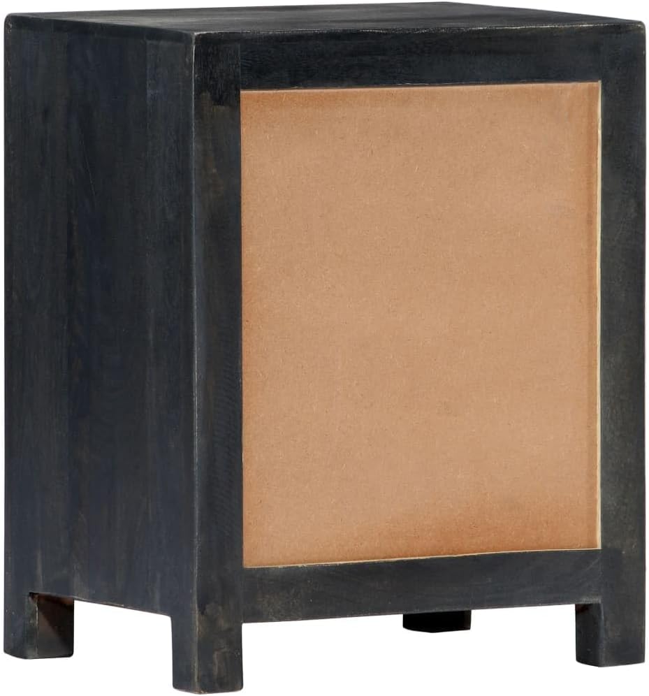 vidaXL Bedside Cabinet Grey and Natural Solid Mango Wood, MDF