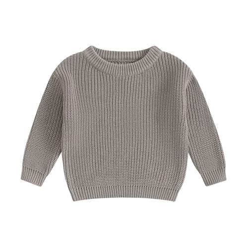 Image of Karwuiio Toddler Baby Girl Boy Knit Sweater Round Neck Long Sleeve Pullover Sweatshirt Fall Winter Clothes