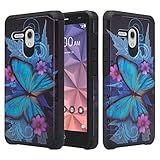 Jitterbug Smart (5.5inch) Case, [Impact Resistant] Silicone Hybrid Dual Layer Defender Protective Case Cover for Jitterbug Smart Phone Case Easy-to-Use 5.5 - Blue Butterlfy