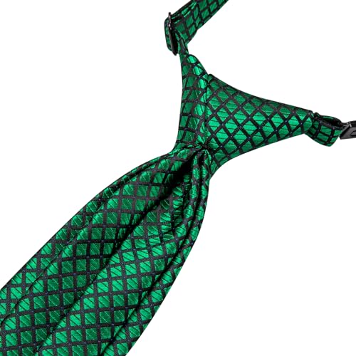 Image of Hi-Tie Father and Son Tie Set Striped Plaid Ties for Men and Boys Silk Necktie Pocket Square Set for Wedding Gifts