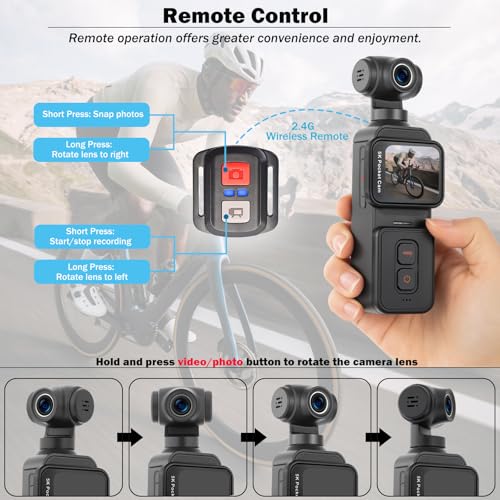 Image of 5K Pocket Vlogging Camera with Face Tracking, 64GB Card | Vlog Body POV Camera, Action Cam 5K, WiFi, Electronic 270 Rotating Lens, Touch Screen, Remote Control, External MIC