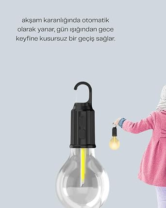 Akıllı Sensörlü USB Şarjlı Kamp Lambası [Enerji Sınıfı A+]