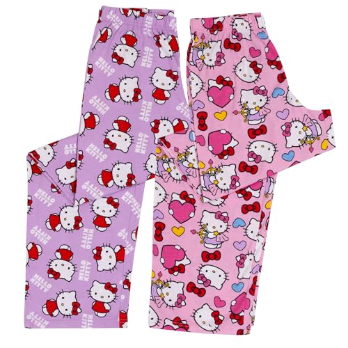 Hello Kitty Mädchen-Schlafanzughose, 100% Baumwolle, 2er-Pack, Rosa, Größe 13-14 Jahre