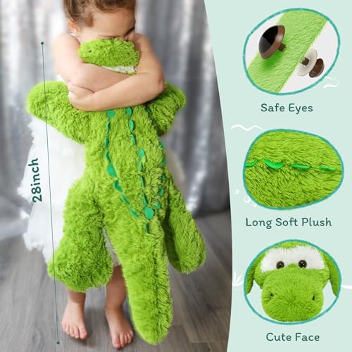 Image of Tezituor Alligator Stuffed Animal, 28 inch Large Stuffed Crocodile Plush Toy, Soft Alligator Plush Pillow for Boys Girls