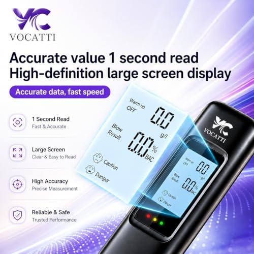 Image of Advanced Digital Alcohol Tester Machine | Portable Non-Contact Breath Analyzer with Accurate BAC Tester with Highly Sensative Chip | Rechargeable for Personal,Office Use | 1 Year Warranty