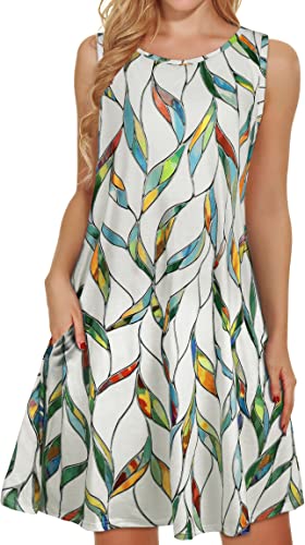 Image of elescat Women's Summer Dresses 2026 Beach Casual Sleeveless Floral Print Tank Loose Sundress with Pocket