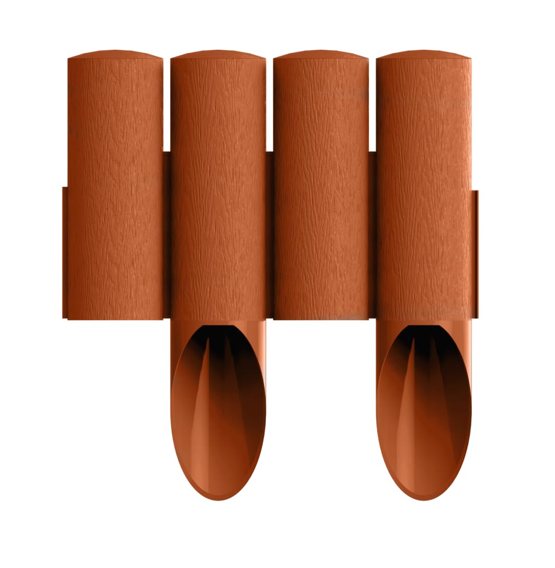Garden Edging Palisade Border Edge Sturdy Frost Resistant 2.3m per pack Round Wood Texture Separator Decpration Flexible (Brick red/terracotta)