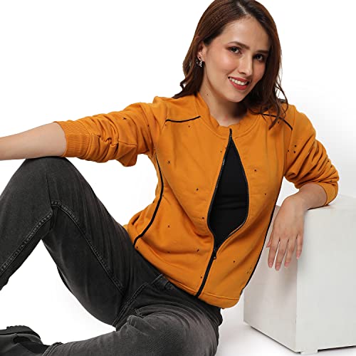 Image of PINACOLADA Women's Colorblock Sweatshirt with Ribbed Hem for Casual Wear | Low-High Neck | Long Sleeve | Button Closure | Cotton Sweatshirt Crafted with Comfort Fit for Everyday Wear