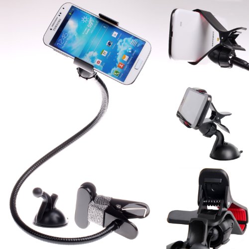 HIMRY KXC5013 - Soporte de teléfono móvil, GPS o PDA para Parabrisas (Compatible con iPhone, iPod Touch, HTC, Samsung Galaxy, Motorola, Entre Otros, Giro de 360°), Color Negro