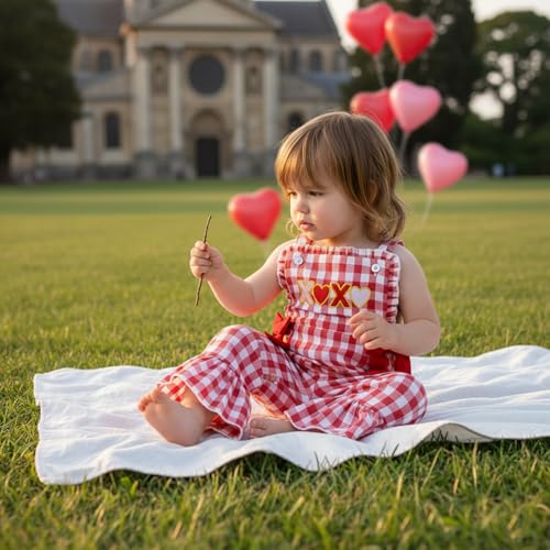 Lucikamy Toddler Baby Girl Bell Bottoms Romper Floral/Butterfly Overalls Suspender Flare Pants One Piece Strap Jumpsuit (V-Red, 6-12 Months)