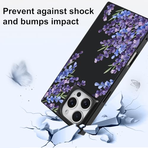 Gukalong Magnetic Case for iPhone 16 Pro Max 6.9 Inch (Compatible with MagSafe) Lavender Purple Floral Flowers Black Phone Cover Reinforced Corners Shockproof Protective Anti-Scratch Case for Women by Gukalong - Used condition - Image 4