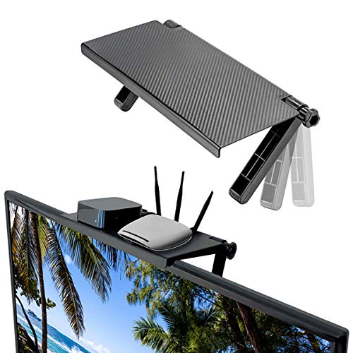 TV Top Shelf for Cable Box, Computer Monitor Mount Organizer Screen Top Shelf Mount Office Desk Storage Organizer Rack Universal Monitor TV Tray