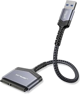 JSAUX SATA to USB Adapter for 2.5 Inch SSD and HDD Hard Drives, USB 3.0 to SATA III Hard Drive Adapter Nylon Cable [Suppor…