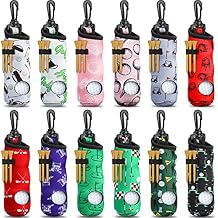 Jerify 12 Pieces Golf Ball Tee Holder Golf Ball Carry Bag Pouch with Keychain Belt Clip Hook Portable Gifts Accessories for Women Ladies Golfer, 12 Styles