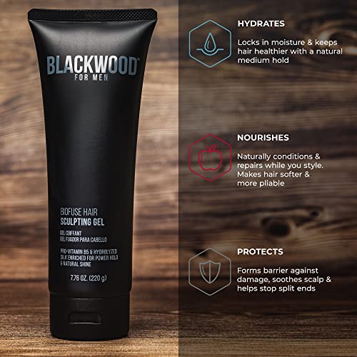 Blackwood For Men Biofuse Hair Sculpting Gel - Men's Vegan & Natural Hair Styling Product For All Hair Types - Long Lasting Hold - Sulfate Free, Paraben Free, & Cruelty Free (7.76 Oz) #TOP4