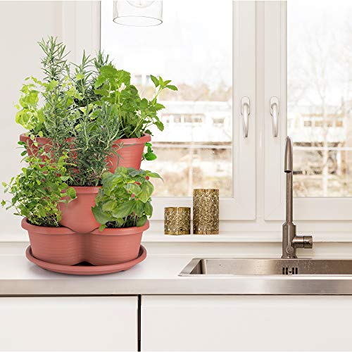 Amazing Creation Stackable Planter, Vertical Tower Garden Planter, Strawberry Planter, Indoor/Outdoor Planters, 5 Tier Garden Tower, Herb Planter For Growing Vegetables And Succulents (Terracotta) #TOP6