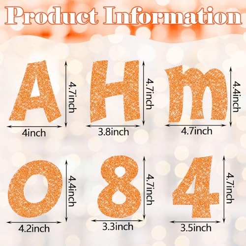 Image of Colarr 216 Pcs Orange Bulletin Board Letters Glitter 4 Inch Fall Letter for Classroom Alphabet Punctuation Symbol Cutout Die-Cut Poster Letter with Adhesive Dot School Autumn Party Pumpkin Holiday