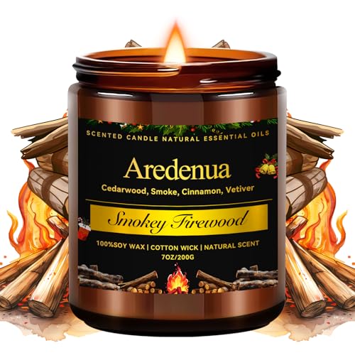 Christmas Candles - Firewood Scented Candles | Christmas Scented Candles - 7 oz Soy Candle with Warm Wood Smoke Aroma, Winter Scented Ideal for Cozy Cabin, Holiday Gift for Men & Women