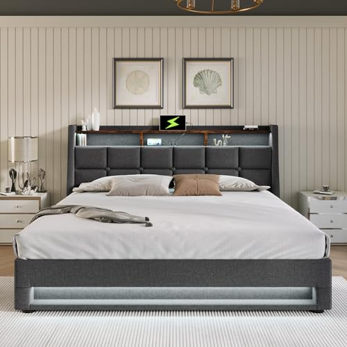 DEKKETO Boxspringbett mit Stauraum und USB