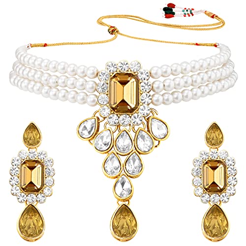 Image of Peora Crystal Faux Pearl Jewellery Gift Set for Women