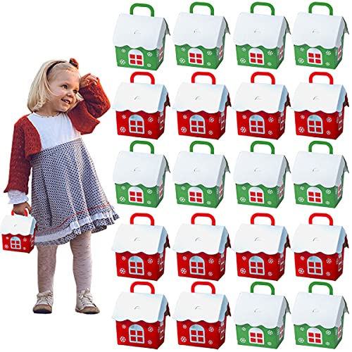20 Pièces Boîtes à Gâteries de Noël, Coffrets Cadeaux De Bonbons De Noël, Boîtes Emballage Cadeau Noel, Boîtes à Biscuits de Noël, Boîtes Sacs de Cadeaux de Noël avec Poignée pour Fêtes de Noël Cover