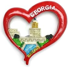 Georgia Batumi 3D Fridge Magnet, Red Heart Shape with Landmark Design, Resin Material, 7.2cm x 7.3cm, Decorative Refrigerator Magnet