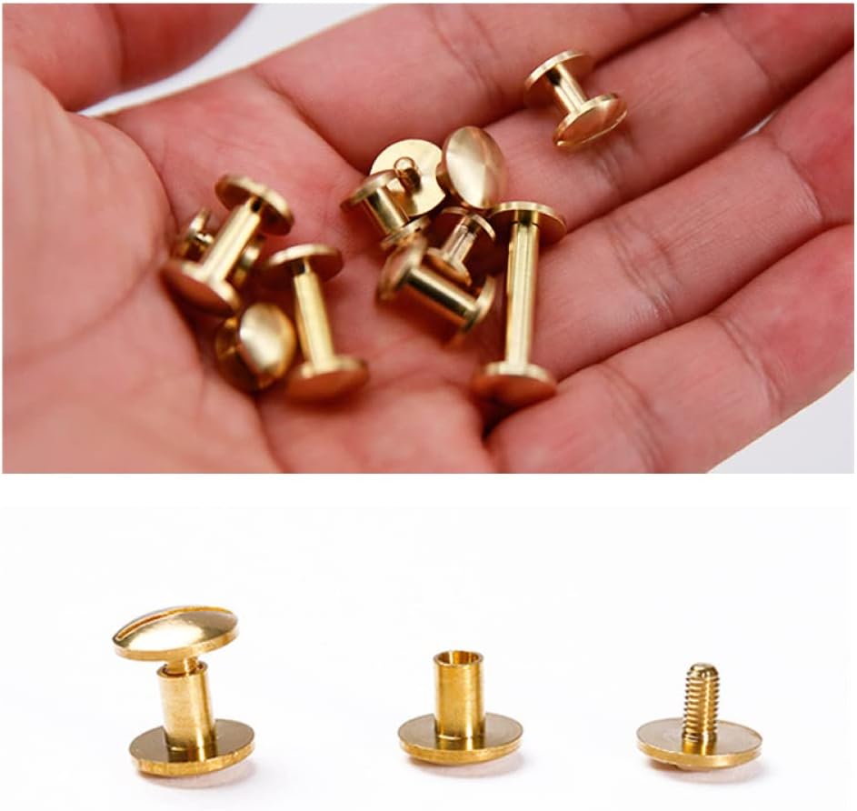Screw Rivets 20pcs Solid Arc Brass Screw Rivets Luggage Leather Accessories Screw Buckles Album Binding Books Spikes