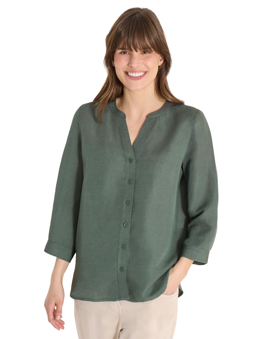 Cecil Bluse mit Split Neck aus Leinenmix