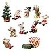 LUCKSTAR 10pcs Micro Landscape Flowerpot Resin Christmas Crafts Decor Small Ornaments Miniature Resin Decoration Artificial Small Animal Santa Claus Tree Ornaments Bonsai DIY Christmas Gift Toys