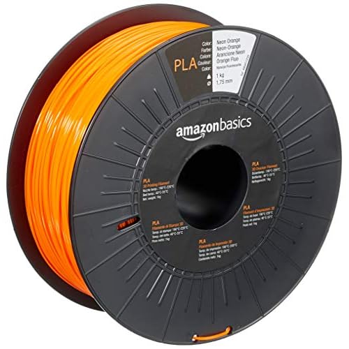 Amazon Basics Filament PLA pour imprimante 3D, 1.75 mm, Orange fluo, Bobine, 1 kg