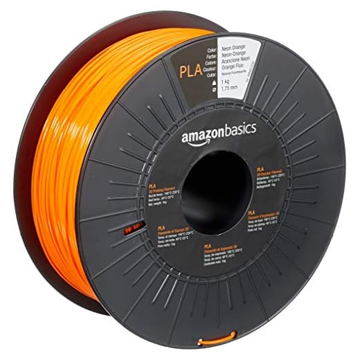Amazon Basics Filamento per stampanti 3D, in polilattato (PLA), 1.75 mm, arancione neon, 1 kg per bobina