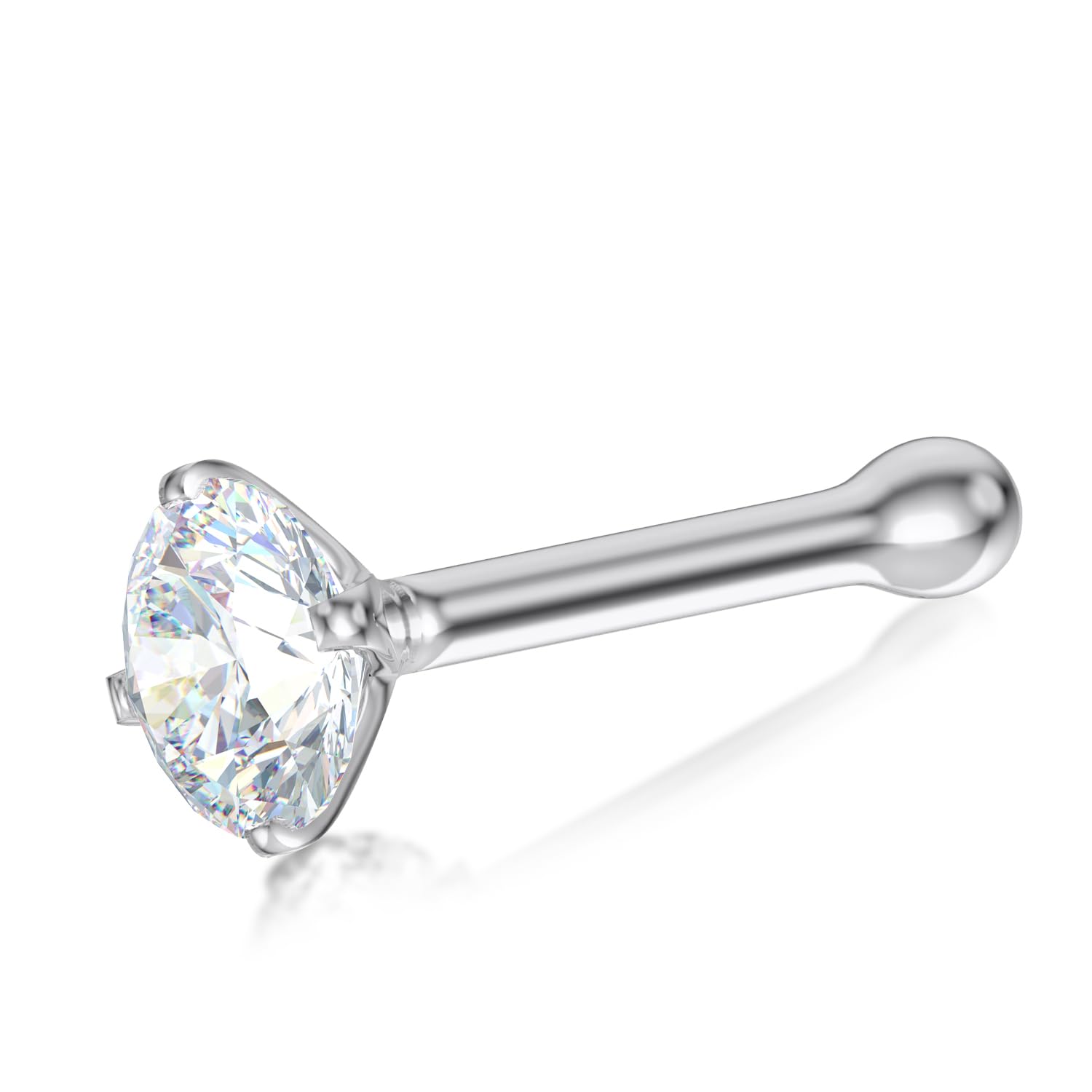 EternalDiaIGI Certified 14K Gold Diamond Nose Studs for Women Men | 20 Gauge Ball Diamond Nose Rings | 1.5mm to 3 mm Nose Piercing Studs | Body Piercing Jewelry in I-J Color, I2-I3 Clarity