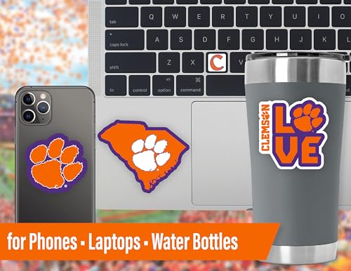 Image of Clemson Tigers Stickers & Decals 14 Pc Set for Car, Laptop & Bottle
