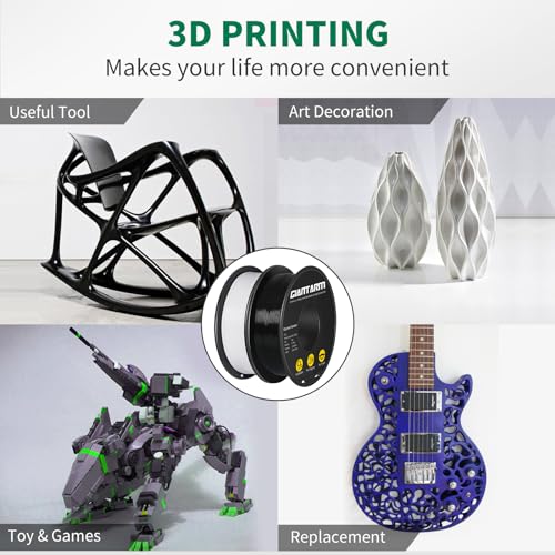 Image of GIANTARM PETG Filament 1.75, 3D Printer Filament 2KG, Toughness Enhanced, Dimensional Accuracy + /-0.02mm, Vacuum Package (Black+White)