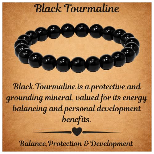 Image of ANAYA AGATE Healing Crystal Bracelet for Women and Men - 8mm Round Beaded Bracelet for Men and Women - Unisex Stretchy Gemstone Bracelet for Healing and Protection