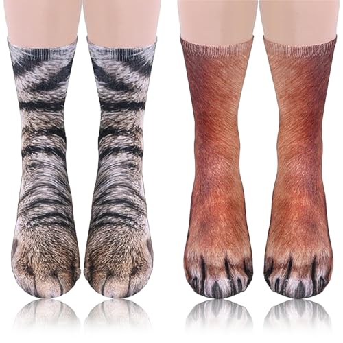 AIEDECOPT Calcetines de pata de animal, calcetines de animales divertidos con patrón 3D, calcetine de pata unisex, Regalos de Cumpleaños y Navidad para Adolescentes y Adultos (D)