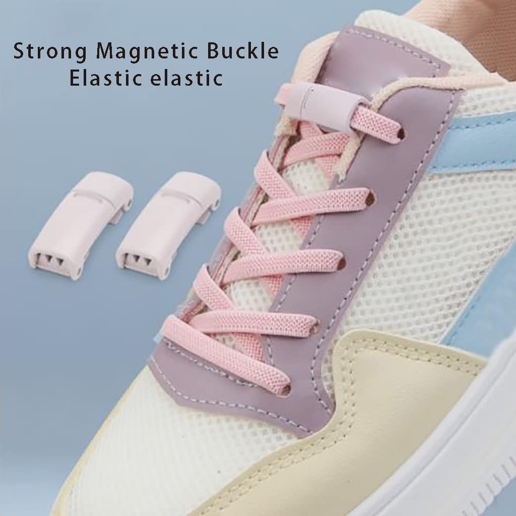 Lacci per scarpe da ginnastica 2 paia di lacci elastici for scarpe con fibbie in metallo, lacci elastici senza nodo, lacci elastici piatti for scarpe da ginnastica, scarpe casual, piatti universali