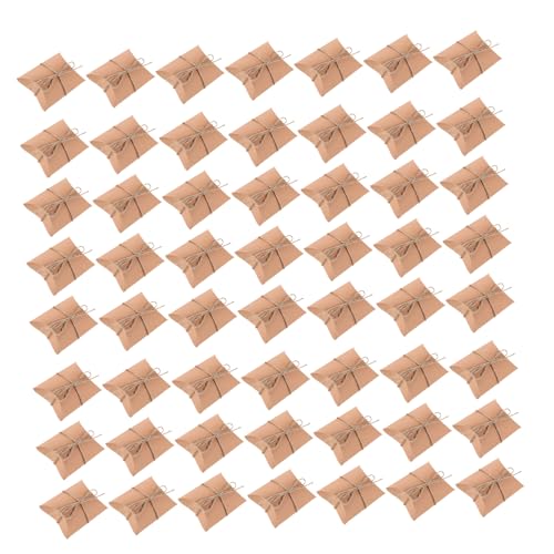 Hemobllo 50stücke Kissenschachtel Aus Kraftpapier Faltbare Bonbonschachtel Mit Juteseil Kleine Geschenkboxen Für Hochzeit Geburtstagsparty Partygeschenk Diy Süßigkeitenschachteln