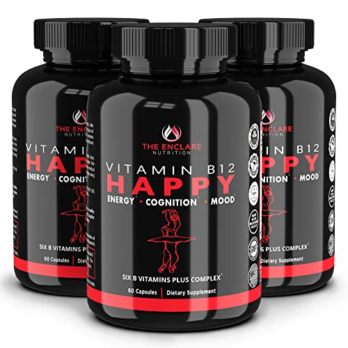 THE ENCLARE NUTRITION Vitamin B12 - B Complex Vitamins Supplement-Energy Metabolism, Nervous System Support, Brain, Heart, Tissue Health with Vitamin C & B(1,2, 3,5,6,7,8,9,12) Vegan Max Strength (3)