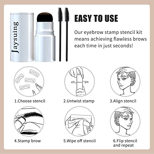 Eyebrow Stamp Kit, Long-lasting Waterproof Eyebrow Powder Stamp Definer with 10 Pairs Reusable Eyebrow Stencils and Stamp Kit（Dark Brown） - Thumbnail 3