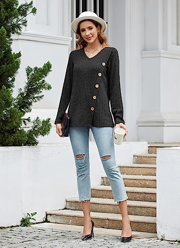 Image of Dimur Sweaters for Women Trendy 2025 Long Sleeve Shirts Ligheweight Sweatshirt Loose Fit Tunic Tops