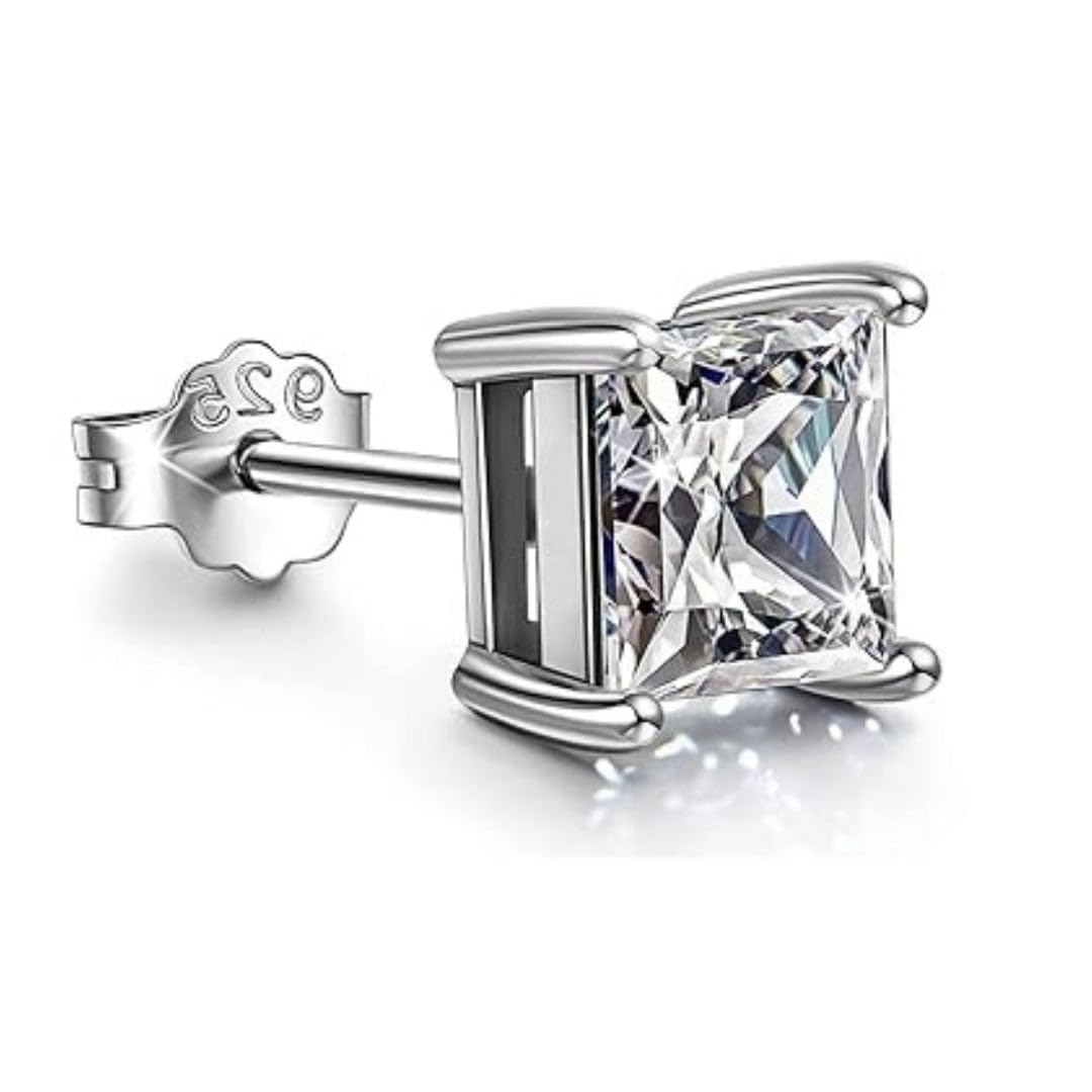 Silver Throne 925 Silver Mens Square Solitaire Stud Earring | 92.5 Sterling Silver and Diamond like Brilliance Sparkling Zirconia Single Stud for Men | Lovely Gift | Mens earrings (B0DG2WST1C) Amazon Price History, Amazon Price Tracker