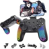 NITHO Wireless Controller per PC/Switch/Android/iOS, Controller Switch Wireless con Sensore a 6 Assi, Luci RGB LED, Doppia Vibrazione, Hall Effect Gamepad Joystick PC