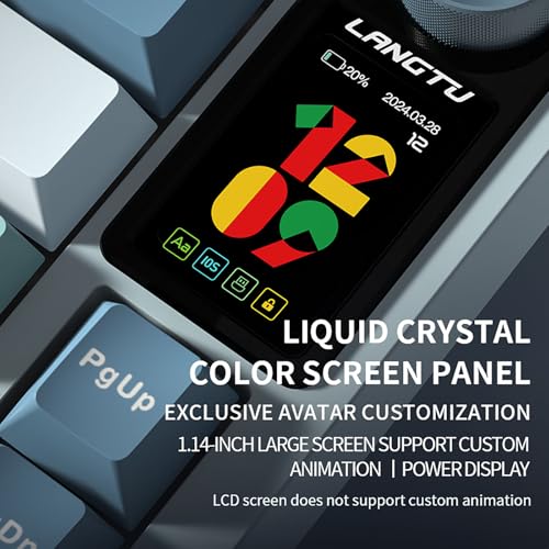 Teclado mecánico inalámbrico triple modo cian azul con pantalla LCD 3