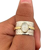 Vista 1 de Rainbow Moonstone Ring, 925 Silver Ring, Handmade Ring Women, Spinner Silver Ring, Bohemian Spinner Ring, Fidget Spinner Ring, Minimalist Spinner