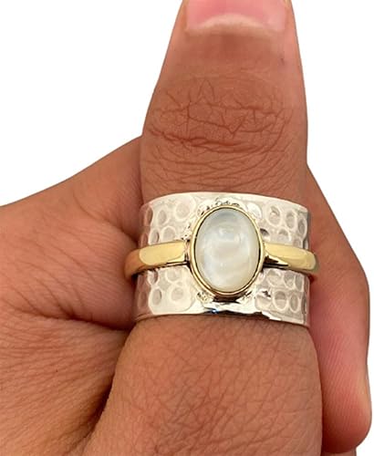 Miniatura 1 de Rainbow Moonstone Ring, 925 Silver Ring, Handmade Ring Women, Spinner Silver Ring, Bohemian Spinner Ring, Fidget Spinner Ring, Minimalist Spinner