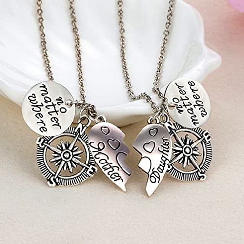 NOLITOY Colar de coração combinando para mãe e filha 4 peças colar com pingente de coração conjunto
