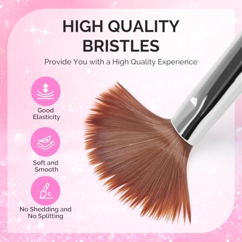 Image of MelodySusie Acrylic Nail Brush Set, Size 8,10,14, Pink Silver Nail Brushes