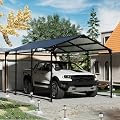 Carport Canopy 10x15 Heavy Duty,Metal Carport with Reinforced Structrure and Base,Outdoor Garage Car Shelter Frame for Pickup, Boat, Car and Tractors?Black